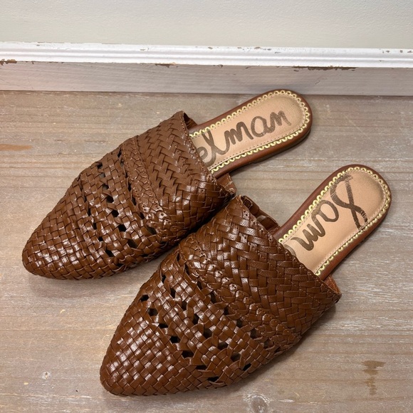 Sam Edelman Shoes - Sam Edelman Natalya Woven Brown Leather Mule Slides Sz 6 Boho Beach Vacation